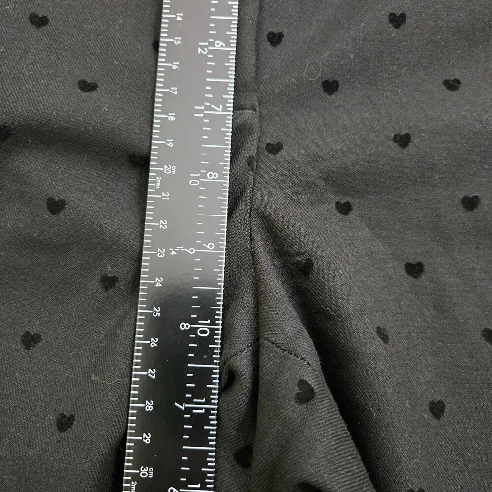 Talbots Women 8 Black Heart Print Mid Rise Hampshire Straight Leg Ankle Pants - Picture 11 of 13